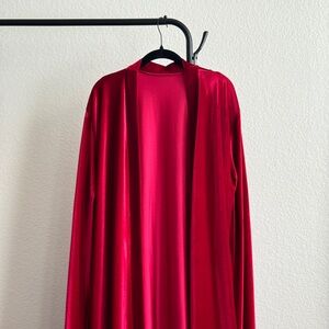 Velvet Maxi Red Abaya with long open sleeves